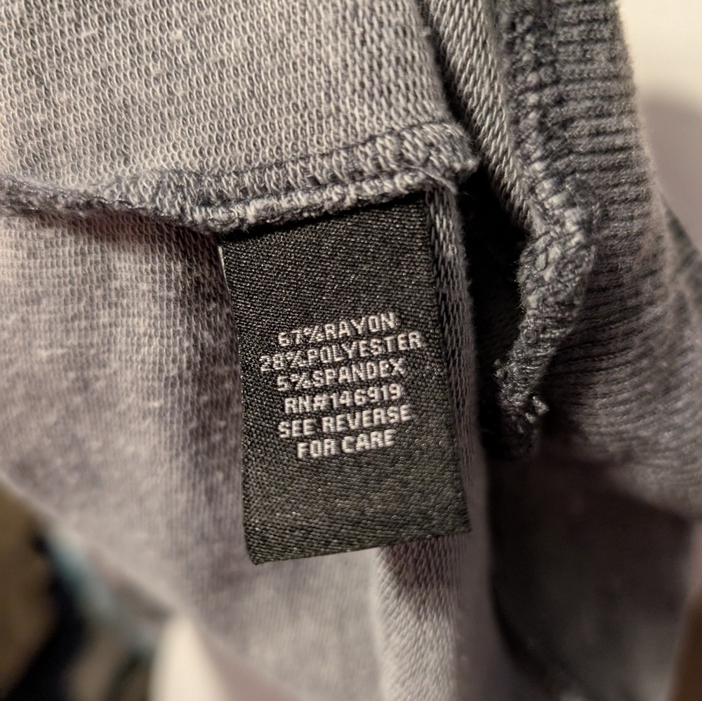 A&I GRAY Denim Wash V Neck Softy Scrunch Sleeve Sweatshirt PULLOVER - Picture 8 of 10